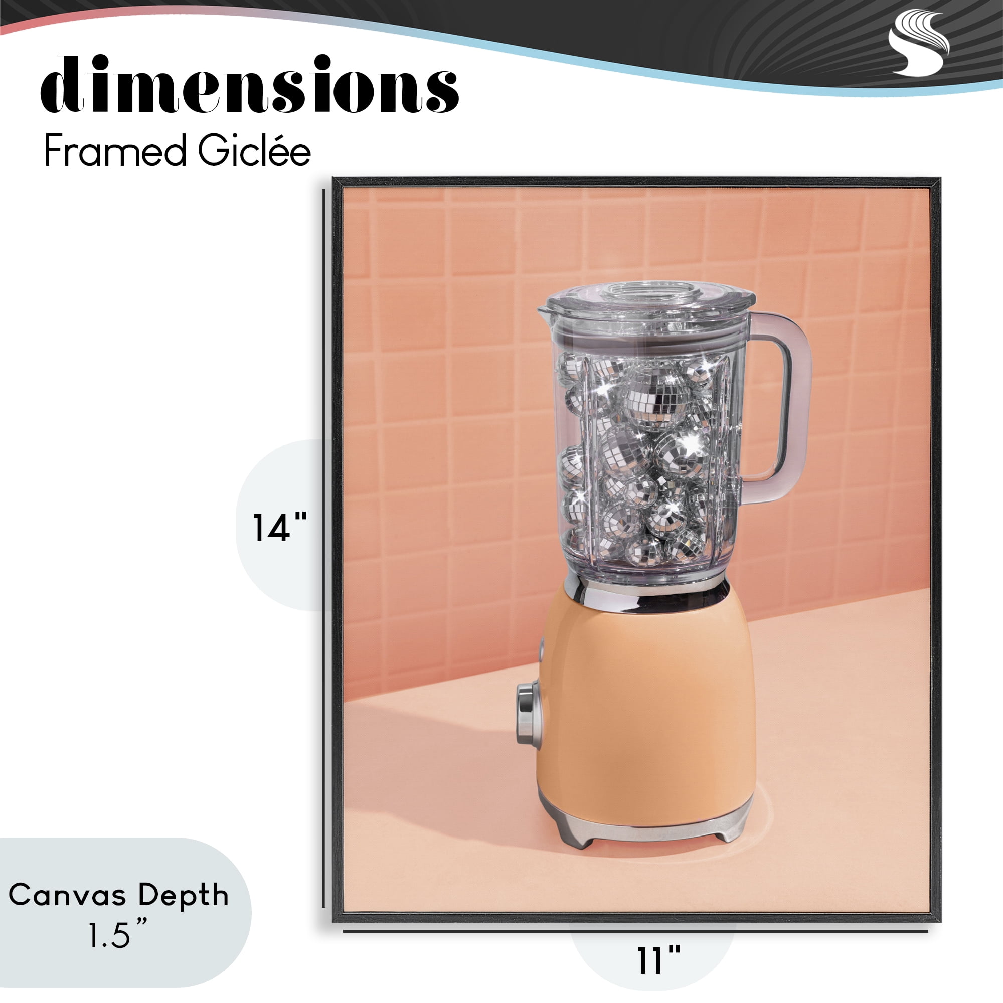 Stupell Industries Disco Drink Blender over Orange Black Framed Giclee Art, design by LISH Creative