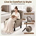 thumbnail image 4 of Aprafie Ergonomic Wingback Chair, 20.7" High Back Accent Chair with Ultra-Thick Cushion, Solid Wood Arms & Legs for Living Room, Bedroom, Reading Nook, Light Brown, 4 of 7