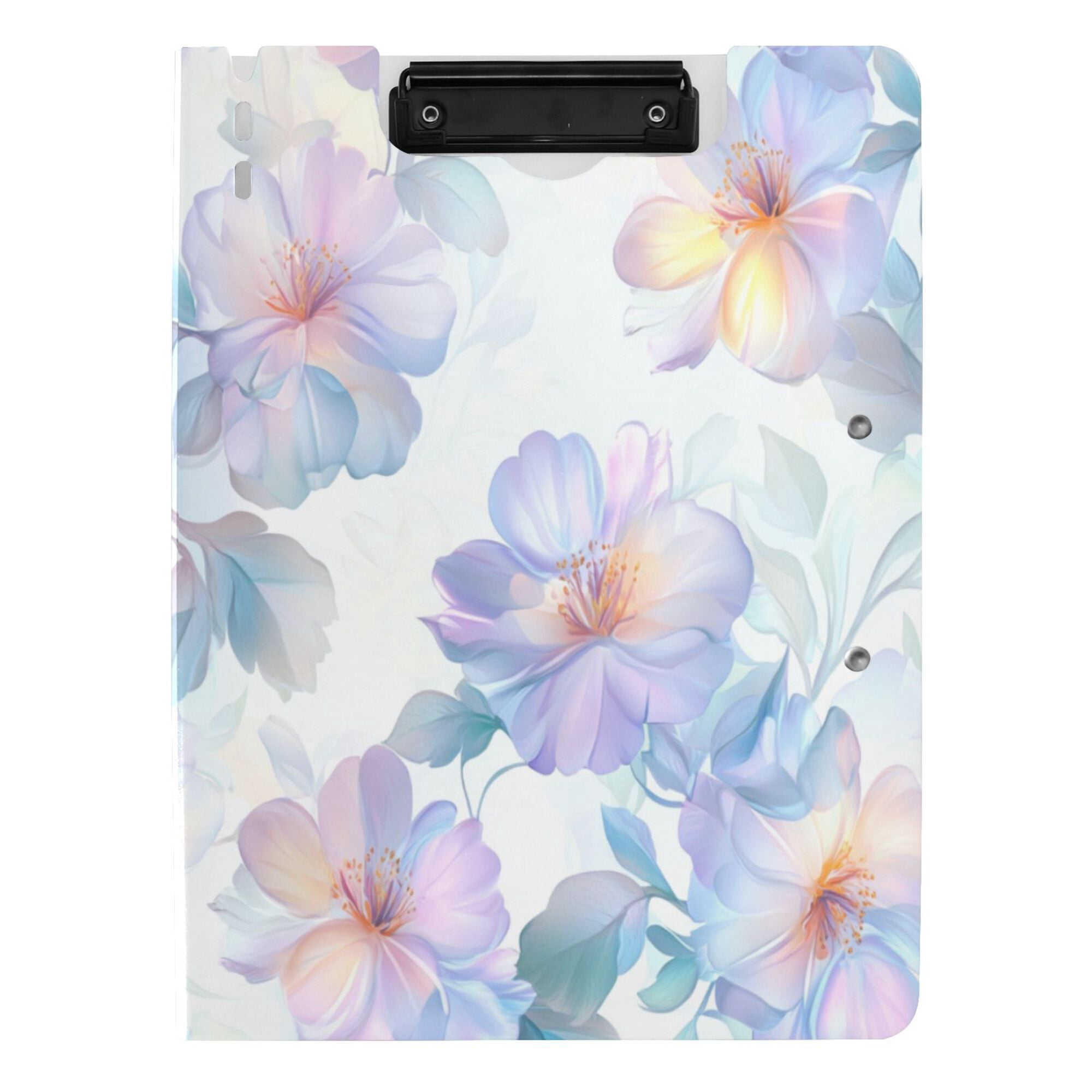 FORMRS A4 Clipboard Folder with Pen Holder Horizontal Foldable School Office Binder, Pastel Flower Pattern