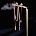 thumbnail image 6 of Solid 925 Sterling Silver Bar Dangle Earrings for Women Minimalist Dangle Earrings Threader Chain, 6 of 13
