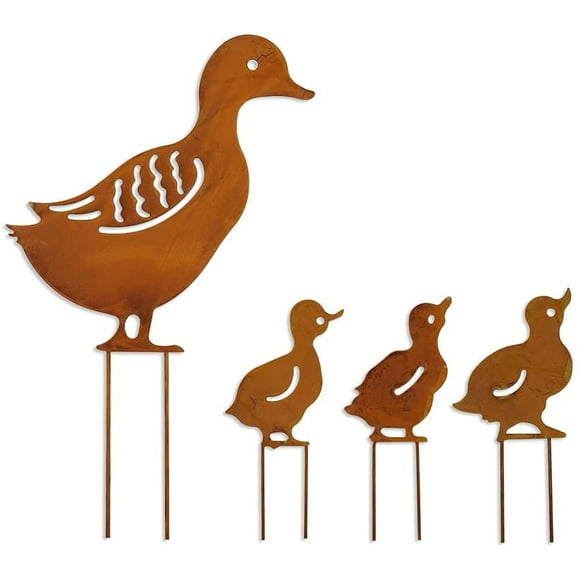 4Pcs Animal Silhouette Garden Metal Stakes Metal Art Yard Decor(Yellow)