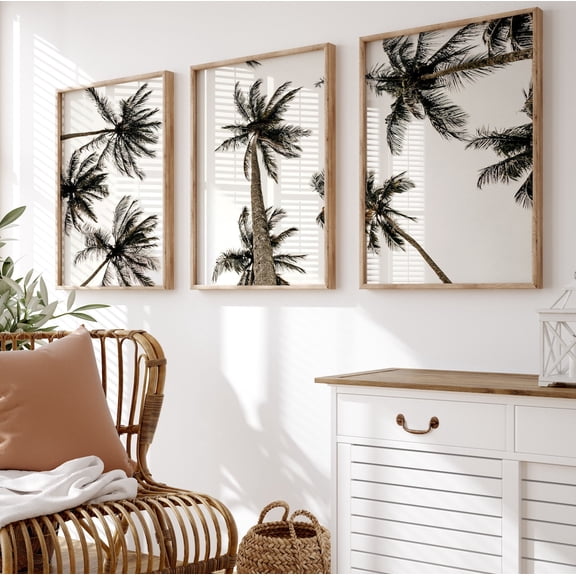 Palm Trees Wall Art Tropical Palm Tree Photo Prints Set 3 Unframed Paper Print 8x12