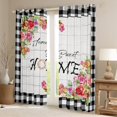 thumbnail image 2 of jejeloiu Rustic Farmhouse Home Blackout Curtains Set of 2 (52x84 Each),Colorful Flowers Floral Window Curtains,White Black Classic Plaid Curtains and Drapes For Girls,Ultra Soft Home Decor, 2 of 6