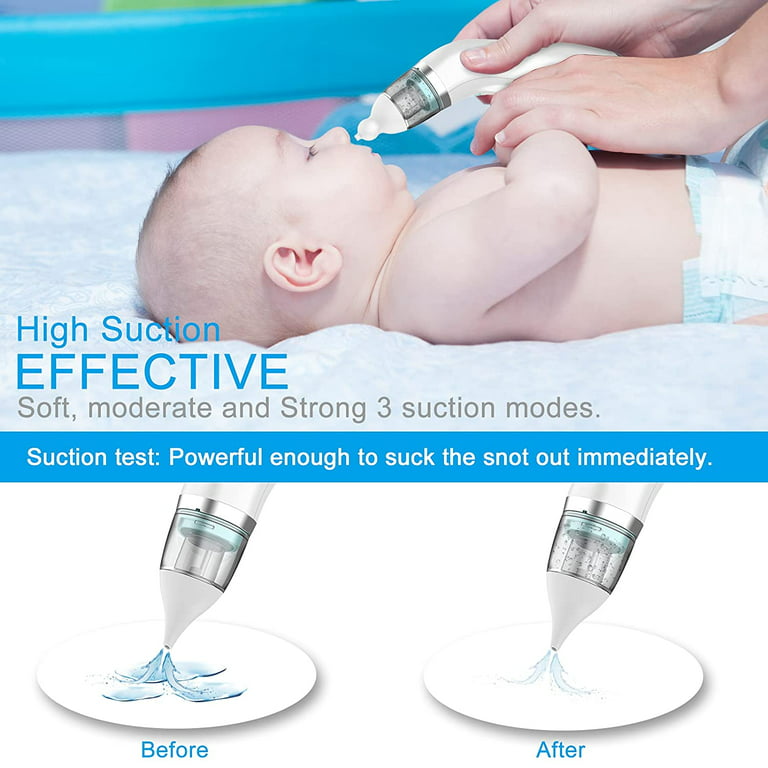 Nasal Aspirator for Baby Electric Baby Nose Sucker with Adjustable 3 Levels  Suction Rechargeable Booger Sucker for Babies with 8 Light Modes and 3  Nursery(Blue) Rhymes(Green)