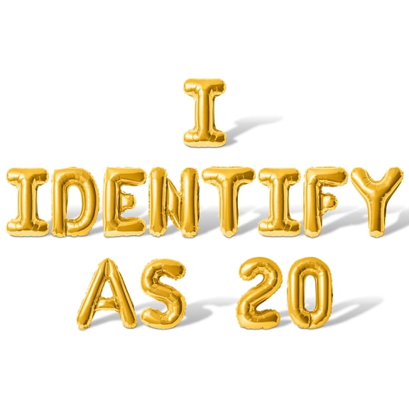 Letter Balloons - I IDENTIFY AS 20 16" Inch Alphabet Letters Foil Mylar Balloon 20th Birthday Party Banner (Gold)