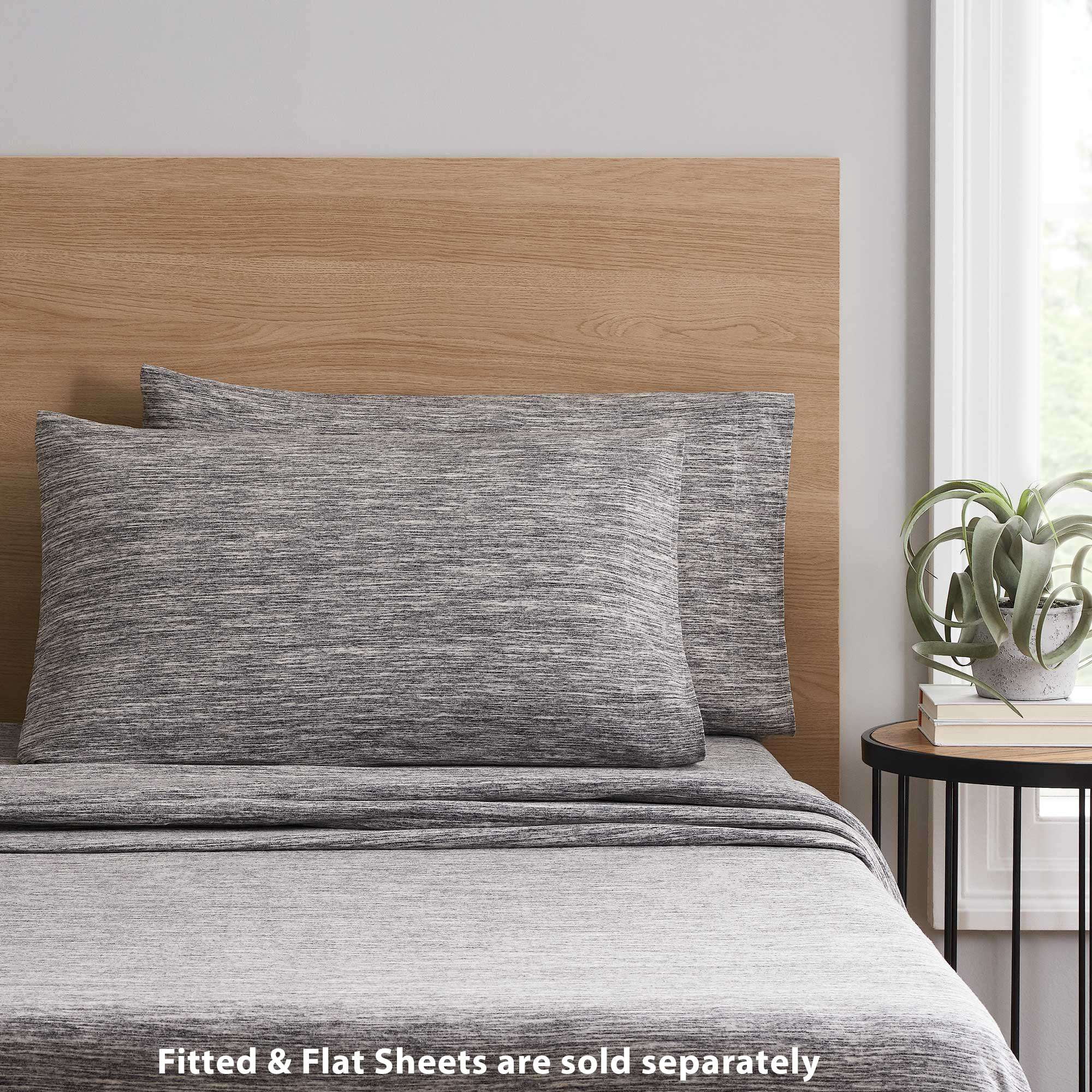 Mainstays Set of 2 Jersey King Pillowcases Gray Space Dyed