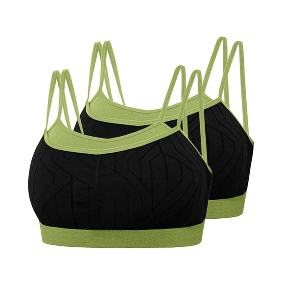 qelini Plus Size Sports Bra for Women 2 Pack Thin Strap Breathable Bralettes Side Support Everyday Tshirt Bra