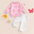 thumbnail image 3 of Toddler Baby Girl Clothes Cute Bow Print Long Sleeve Sweatshirt Pants 2Pcs Set Kids Girls Fall Outfit for 1 to 4 Years, 3 of 6