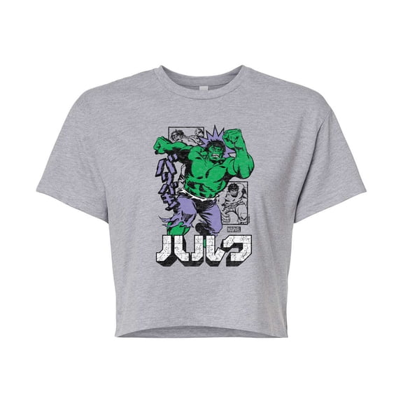 Marvel Hulk - Katakana - Juniors Cropped Graphic T-Shirt