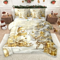 Castle Fairy Cartoon Snowman Deer Boy Girl 7-Piece Twin Bedding Sets,Merry Christmas Xmas Bedding Comforter Set,Happy New Year Breathable Sheet Sets,Luxury Bedroom Decor