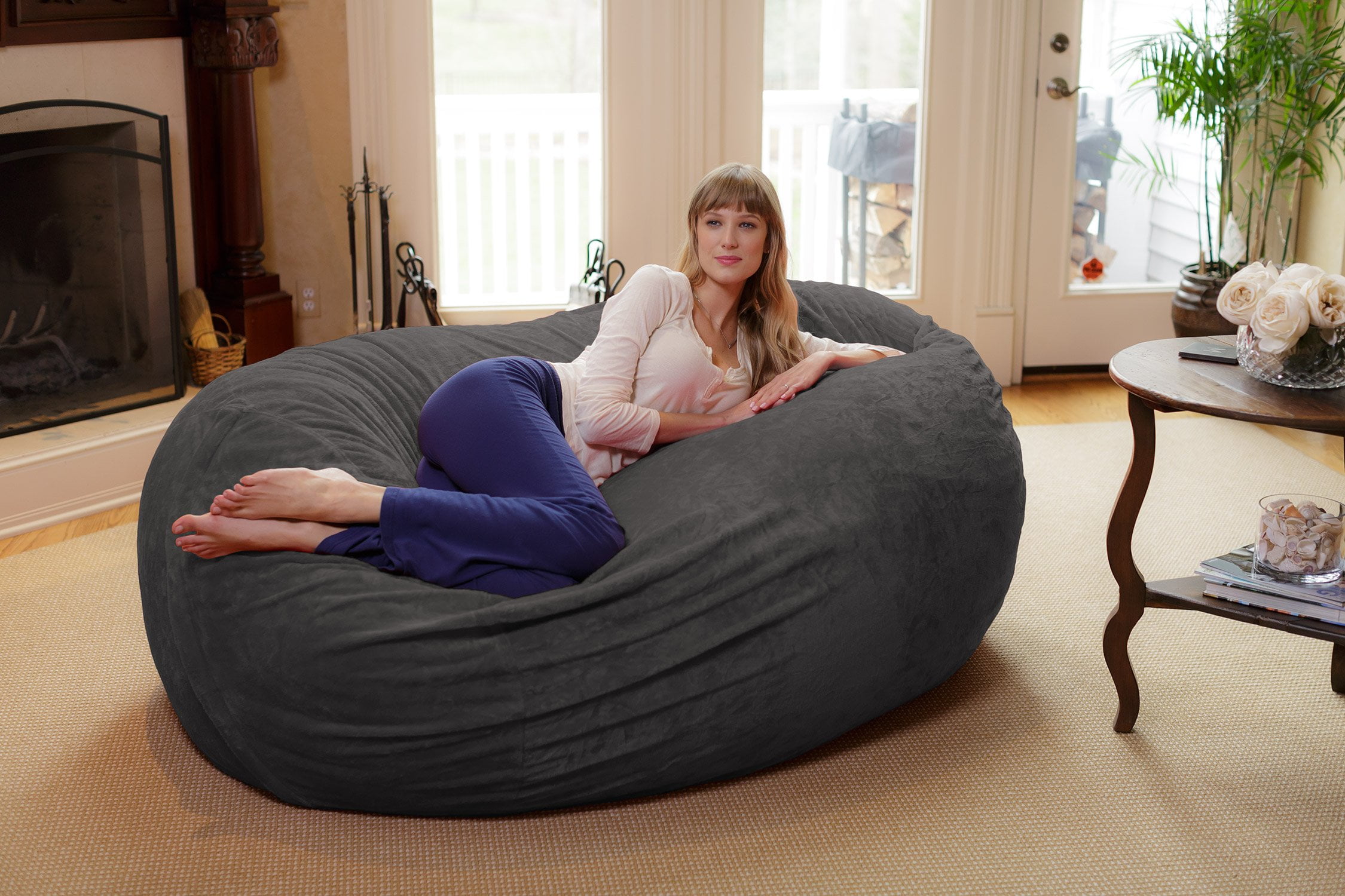 Big Sofa with Soft Micro Fiber Cover Large 2 Memory Foam Furniture Bean Bag Royal Blue Chill Sack Bean Bag Chair
