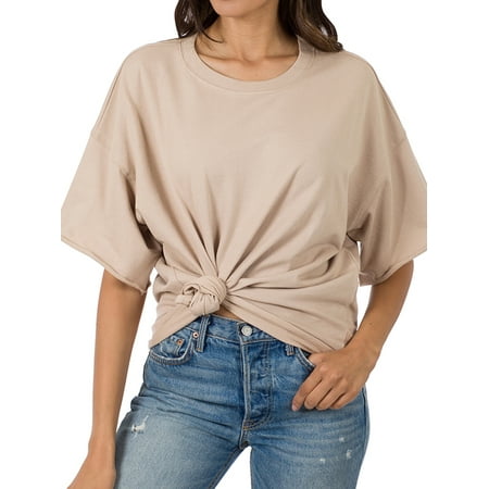 Zenana Plus Cotton French Terry Drop Shoulder Raw Edge Relaxed Casual Solid Tee Shirt Top price history on PriceWatchPro