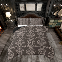 Manfei Boho Damask Adult Bedding Comforter Set, Retro Western Flower Print Twin Comforter Sets, Mandala Bohemian Style Reversible Bedding Set, Microfiber Bedroom Decor, 2-Piece