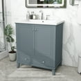 thumbnail image 2 of 30" Bathroom Vanity with Ceramic Sink, Modern Bathroom Storage Cabinet with 2 Doors and 1 Drawer, Freestanding Bathroom Vanities Solid Wood Frame, Blue, 2 of 9