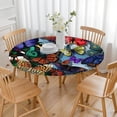 thumbnail image 3 of Multicolor Butterfly Group Pattern Round Fitted Tablecloth with Elastic Edge,Dining Table Cover Waterproof,Outdoor Round Tablecloth for Camping,Dining,Indoor and Outdoor, 3 of 7