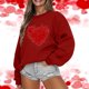thumbnail image 2 of Gibobby Temperamento Pullover Top Sudadera para el día de San Valentín Camisas con corazón de amor para mujer de San Valentín Tops de manga larga (4)(Rojo, XXL), 2 of 5