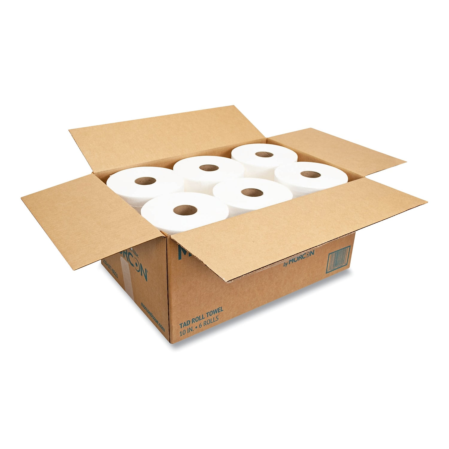 Morcon Paper M610 10 in. x 500 ft. 1-Ply TAD Roll Towels - White (6 Rolls/Carton)