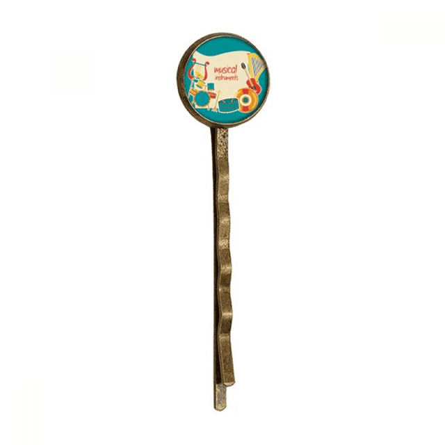 Headset Drum Music Instruments Pattern Retro Metal Hair Bobby Pin Headwear