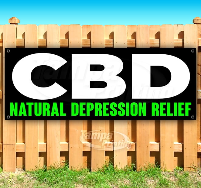Heavy-Duty Vinyl Single-Sided with Metal Grommets Cbd Natural Depression Relief 13 oz Banner Non-Fabric 