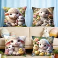 thumbnail image 6 of Japceit Easter Embroidery Style Pillow Cover Set, 4 Piece Simulated Pet Animal Design for Sofa, Festive Decoration Cushion Case, 45x45cm, Washable, 6 of 6