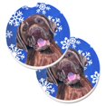 thumbnail image 1 of Labrador Winter Snowflakes Holiday Set of 2 Cup Holder Car Coaster, 1 of 1