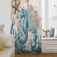 thumbnail image 4 of Nautical Coastal Sheer Curtains 108" Extra Long, Retro Marine Life Seahorse Compass Map Beige Light Filering Curtains, Privacy Drapes Simi Floor to Veiling Curtain for Living Room Window Treatment, 4 of 6