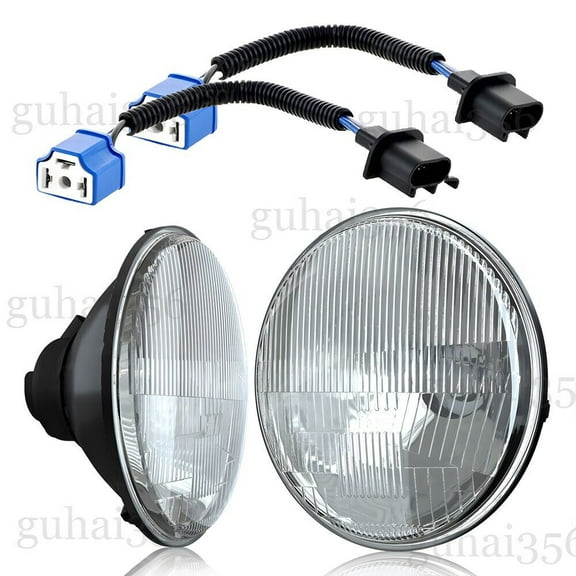 7 Inch LED GLASS Headlight Round, ORIGINAL CLASSIC LOOK conversion Chrome pair