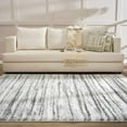 thumbnail image 5 of Hauteloom Mette Living Room, Bedroom Shaggy Area Rug - Bohemian Modern Striped Farmhouse Shag - Fluffy Soft Touch High Pile - Gray, White - 7'10" x 10', 5 of 11