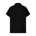 thumbnail image 5 of Lovskoo Cotton Linen Summer Tops for Women 2024 Button Down Collared Short Sleeve Tops Trendy Solid Color Button Shirt Lapel Loose T Shirt Blouse Black, 5 of 7