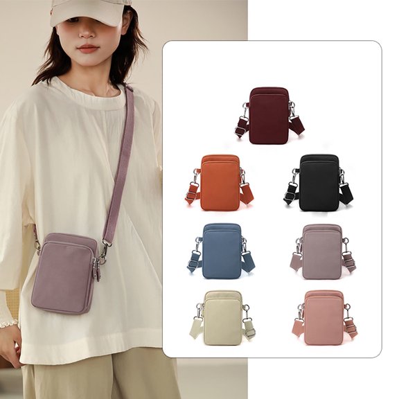 Nylon Crossbody Shoulder Bag for Women | Lightweight Casual Fashion Pouch | Adjustable Strap | Multiple Compartments | Water Resistant | 18x13x6cm | Summer Travel Purse