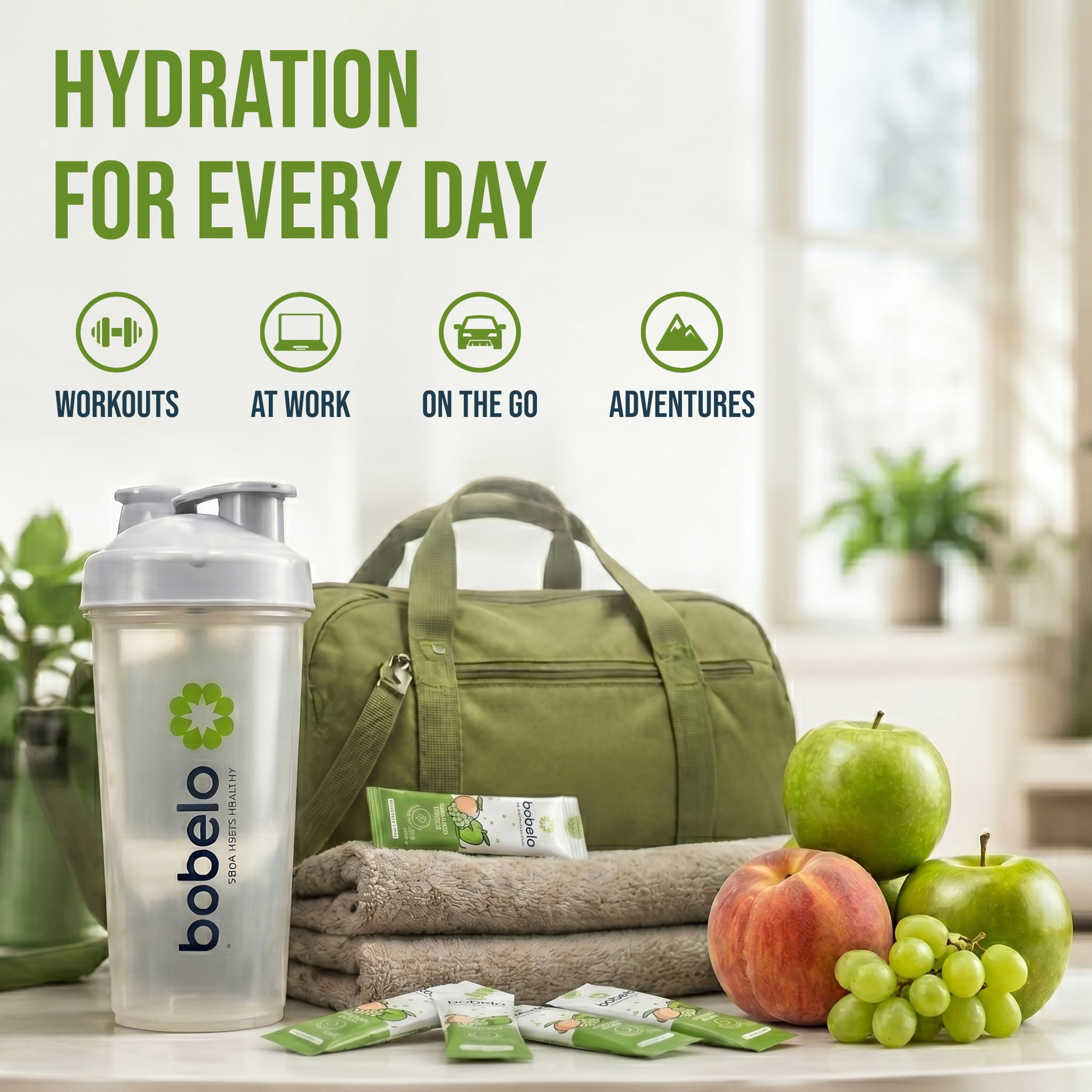 Bobelo Self Carbonating Hydration Powder, Orchard Breeze Flavor, Immune Support, 0.28 oz, 15 Count