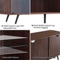 thumbnail image 4 of OKD Modern 75 In TV Stand w/LED Light, Shelves, Magnetic Doors, Dark Walnut, 4 of 8