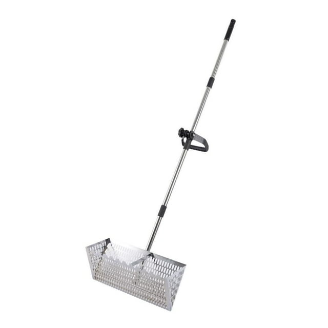 jinwen Râteau à Sable Pratique Multifonctionnel Pelle à Litière pour Chat à Long Manche Argent