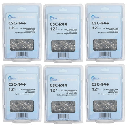 6-Pack 12-Inch Chainsaw Chain Replacement for Echo PPF-280 - (12", 3/8", .043", 44 Drive Links)