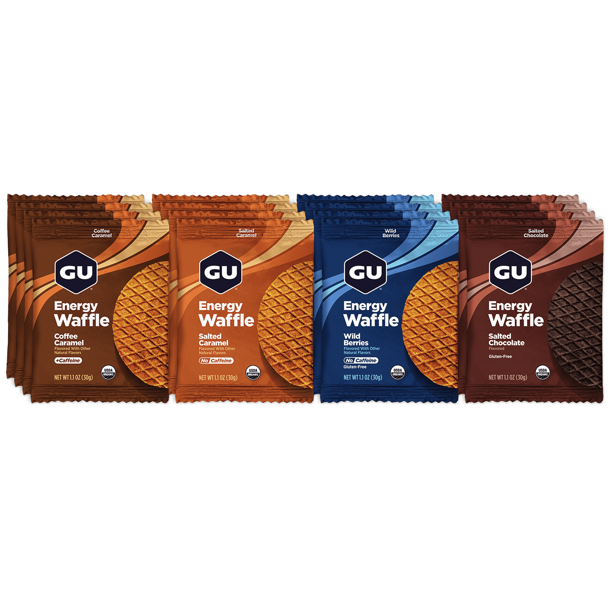 GU Energy Waffle Organic Performance Fuel for Endurance Sports, Assorted Flavors, 16 Count