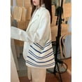 thumbnail image 3 of Crochet Tote Bag for Women, Stripe Aesthetic Knitted Tote Bag Shoulder Bag Handbag, 3 of 5
