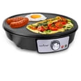 thumbnail image 1 of nutrichef PCRM12 Electric Griddle Crepe Maker Cooktop - Nonstick 12 Inch Aluminum Hot Plate with LED Indicator Lights Adjustable Temperature Control, 1 of 5
