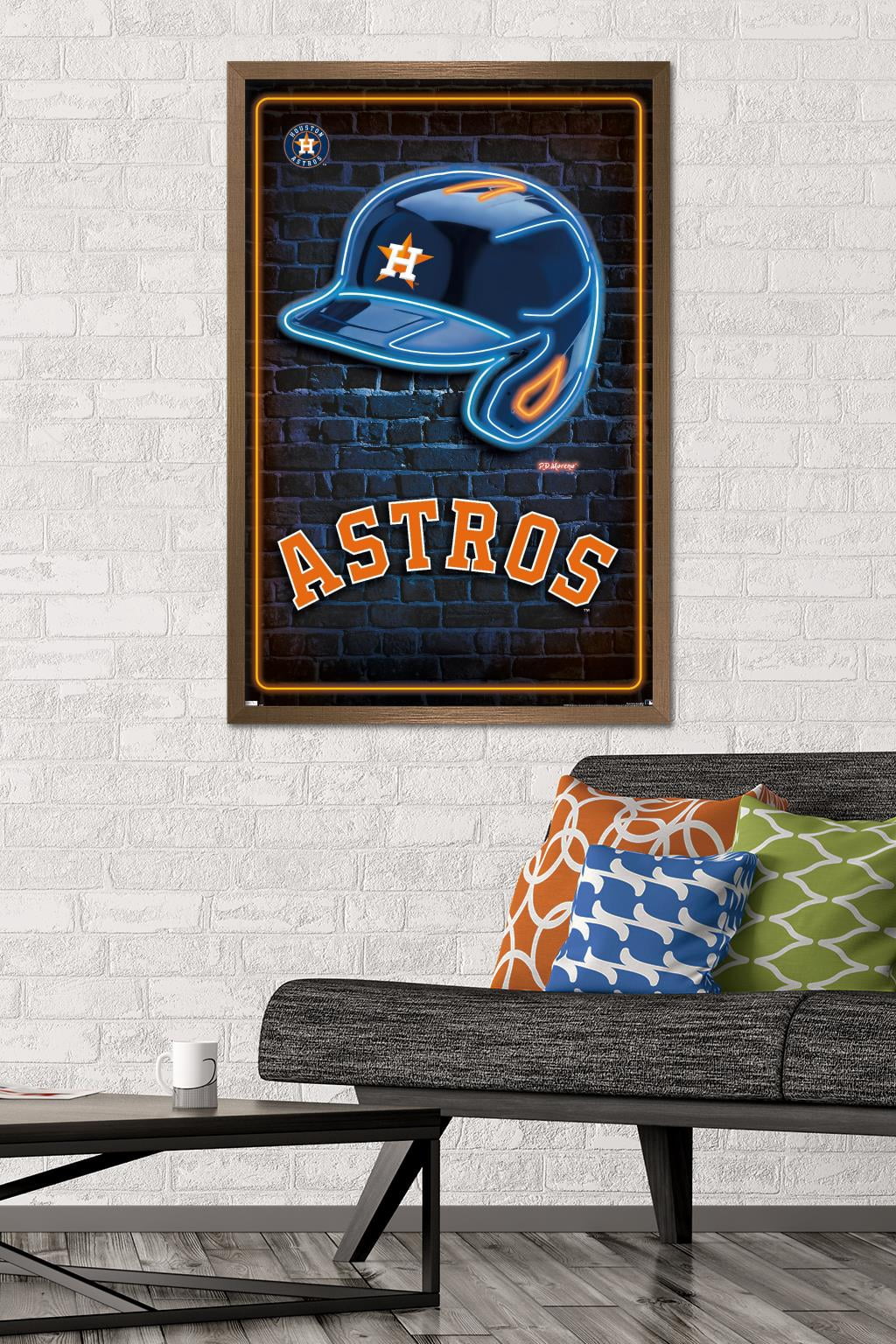 MLB Houston Astros - Neon Helmet 23 Wall Poster, 22.375" x 34" Framed