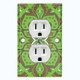 thumbnail image 1 of Metal Light Switch Plate Cover Green Brown Mandala Flower Tile Pattern MDL040, 1 of 13