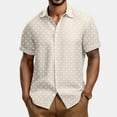 thumbnail image 2 of Lumtrix Mens Short Sleeve Button Down Shirts Wrinkle Free Dress Shirts Casual Polka Dot Print Shirt with Pocket Beige L, 2 of 5