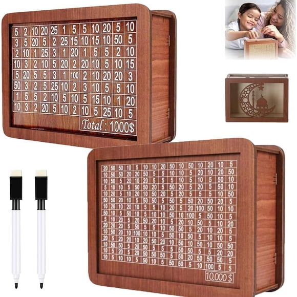 Hucha de madera XINYU caja de ahorros de madera 10000 estilo retro reutilizable