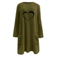 thumbnail image 4 of lcziwo Fuzzy Fleece Sweatshirts for Women Winter Warm Sherpa Pullover Cute Heart Print Casual Thermal Sweatshirt Loose Comfy Loungewear Tunic Tops with Pockets Prime Sales Today Army Green M, 4 of 6