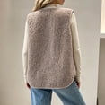 thumbnail image 6 of Ecqkame Women's Fuzzy Vest Sleeveless Button Down Loose Round Neck Casual Velvet Warm Fall Winter Outerwear with Pockets Khaki M, 6 of 6