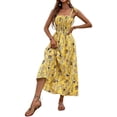 thumbnail image 4 of Txlixc Vestidos de Verano para Mujer, Estampado Floral/Diseño de Color sólido Sin Mangas Correa de Doble Lado Pliegues en el Pecho Vestido Largo de Playa Txlixc Moda, 4 of 6