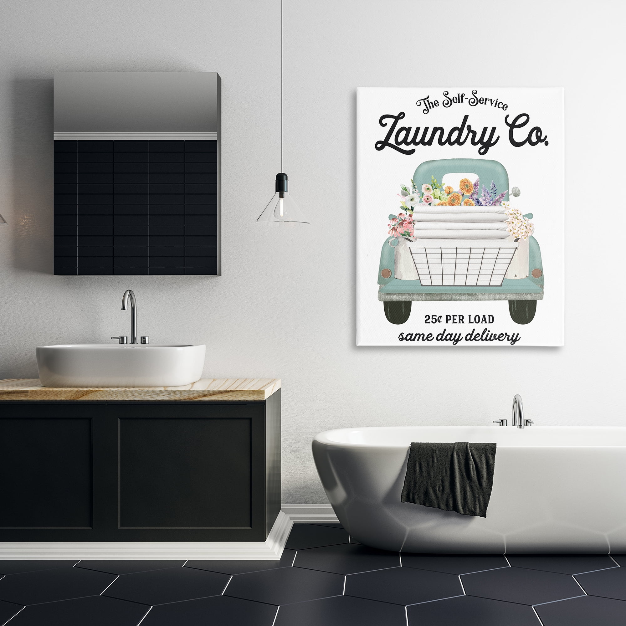 Laundry Delivery Truck Canvas Wall Art, design by Lettered and Lined