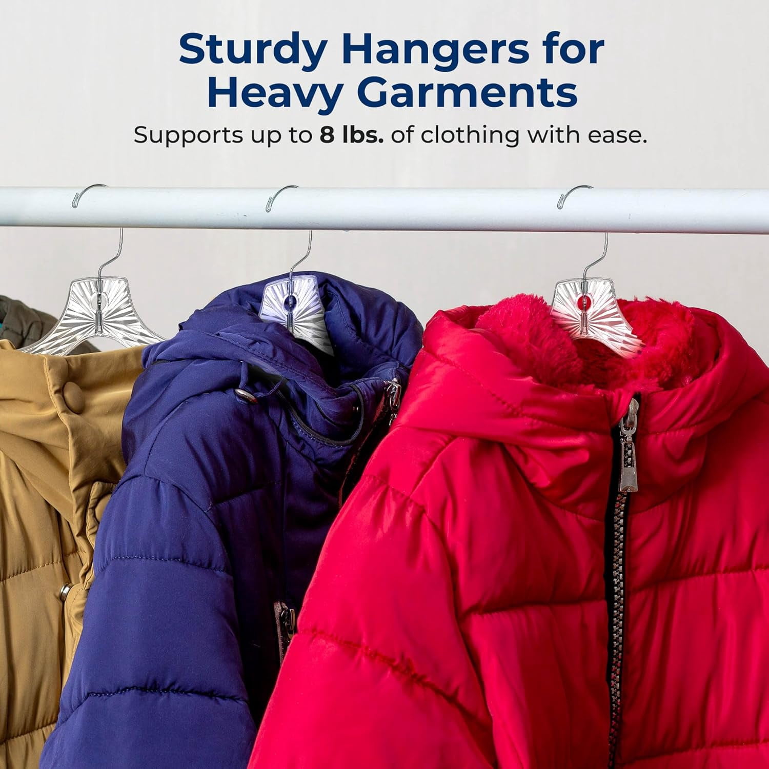 24 Pcs. Clear Plastic Hangers – Non-Slip, Crystal-Cut, Durable & Space-Saving Invisible Hangers for Suits & Clothing (Transparent)