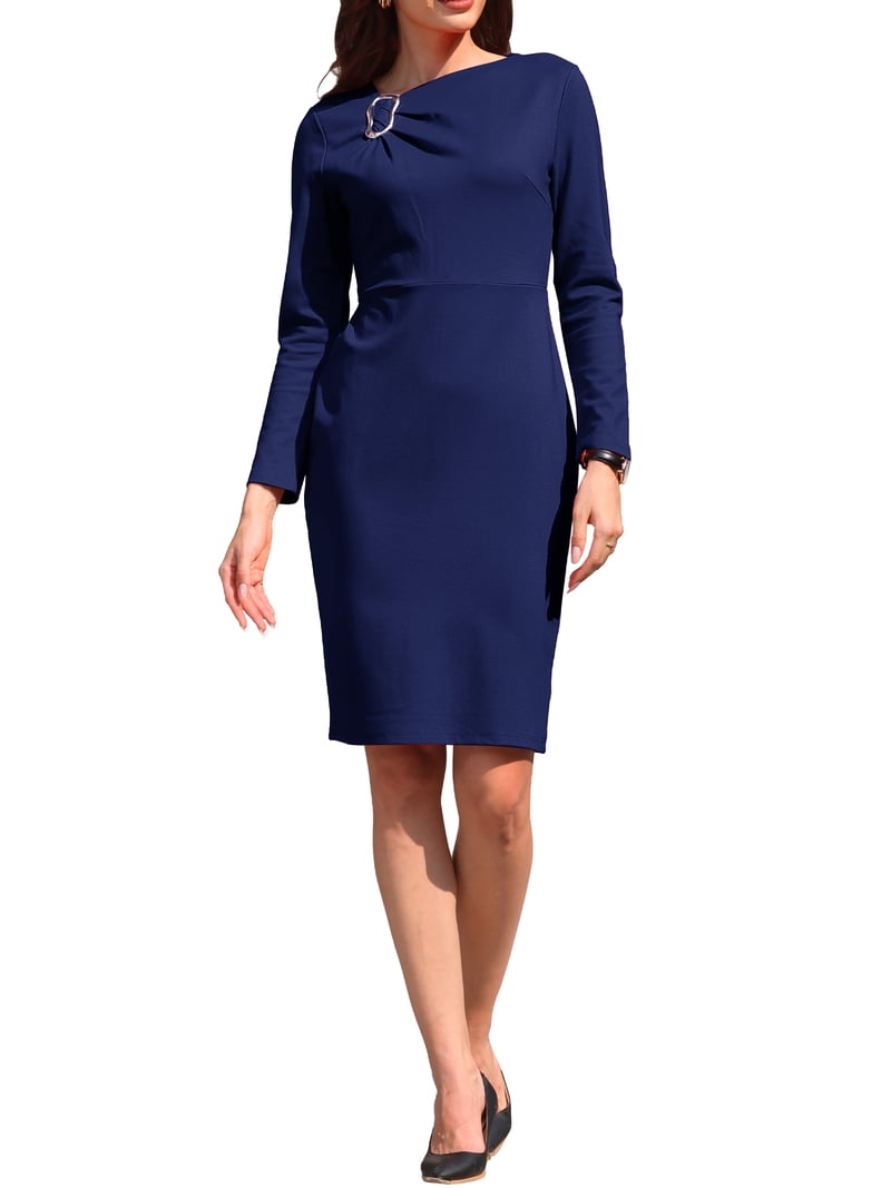 business cocktail dresses Ruffle Stretch Crepe Formal Midi Dress and formal gatherings Easy to style with heels or simple accessories Available Colors Women's Work Pencil Dress Long