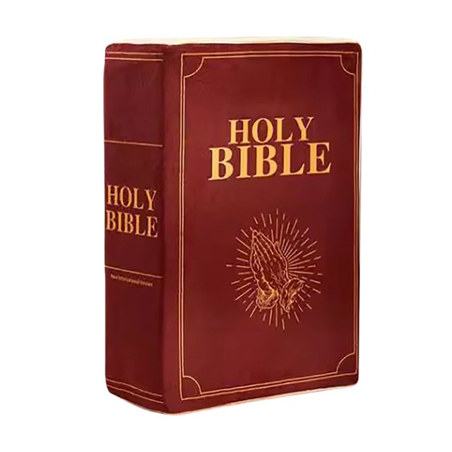 Almohada decorativa de algodón con sobre rojo de la Santa Biblia