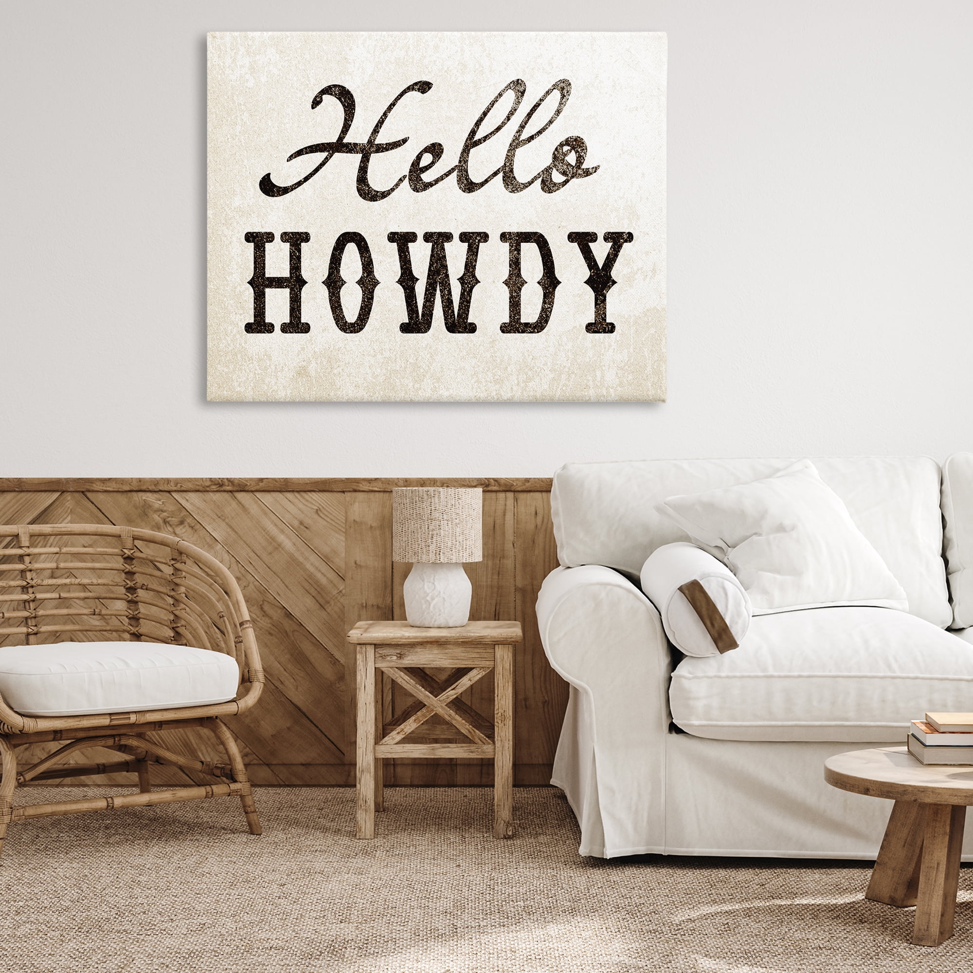 Stupell Industries Western Hellow Howdy Text & Numbers Painting Wrapped Canvas Art Print Wall Art, 48 x 36
