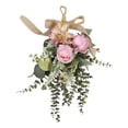 thumbnail image 1 of Corona floral artificial colgante, guirnalda ornamental decorativa en forma de lágrima de seda y Púrpura, 1 of 9